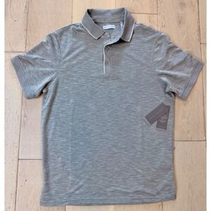 Geoffrey Beene Mens Short Sleeve Polo Shirt Grey Twist Space Dye Size M NWT